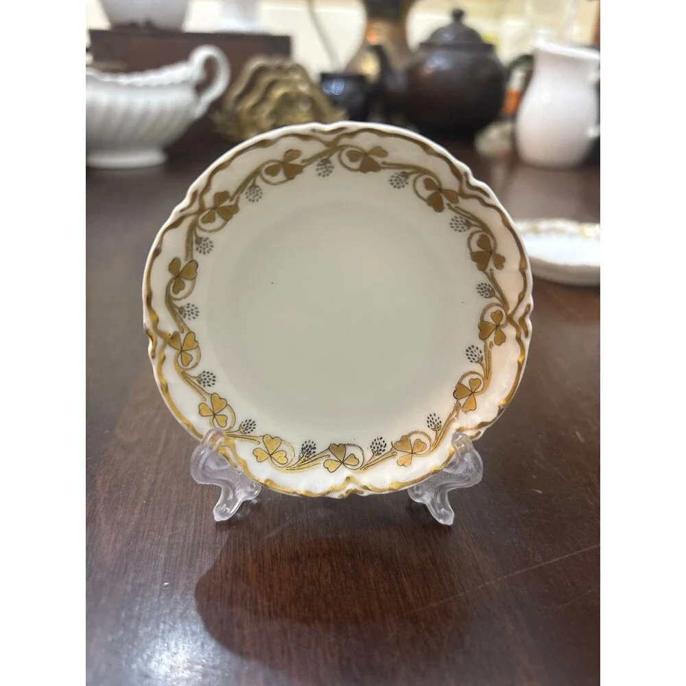 H&C Limoges Gold Clover Leaf Schleiger Butter Pats